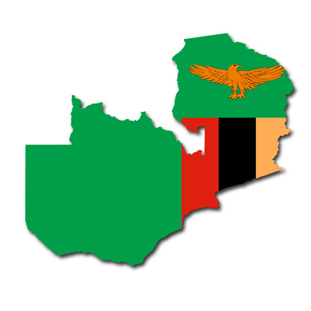 Zambia map on white background with clipping path 3d illustrationの写真素材