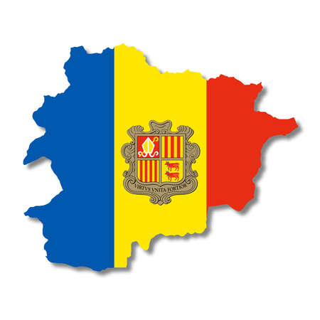 Andorra flag map on white background 3d illustration with clipping pathの写真素材