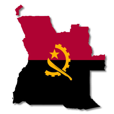 Angola flag map on white background 3d illustration with clipping pathの写真素材