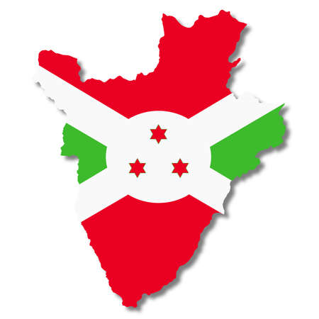 Burundi flag map on white background 3d illustration with clipping pathの写真素材
