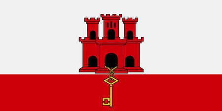 Gibraltar flag background illustration red white castleの写真素材