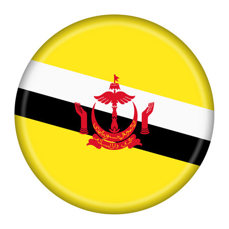 Brunei button flag 3d illustrationの写真素材