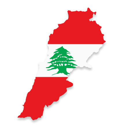 Lebanon flag map on white background 3d illustrationの写真素材