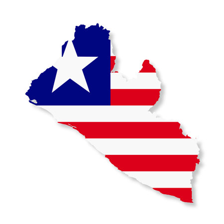 Liberia flag map on white background 3d illustrationの写真素材