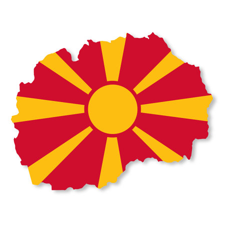 North Macedonia flag map 3d illustrationの写真素材