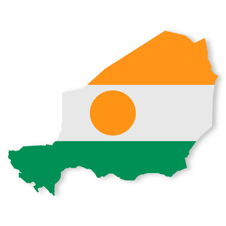 Niger flag map on white background 3d illustrationの写真素材