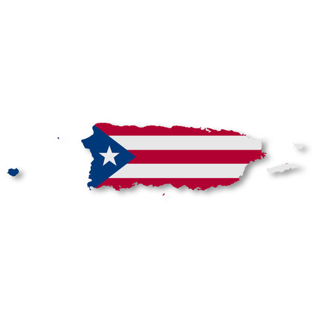 Puerto Rico flag map on white background 3d illustrationの写真素材