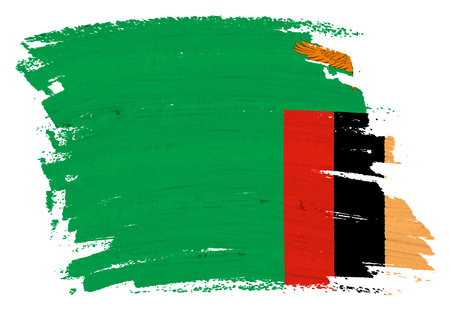 Zambia flag background paint splash brushstroke 3d illustrationの写真素材