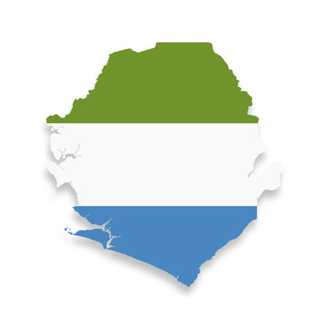 Sierra Leone flag map on white background with clipping path 3d illustrationの写真素材