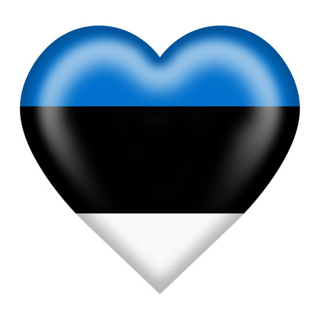 Estonia flag heart button with clipping path 3d illustrationの写真素材