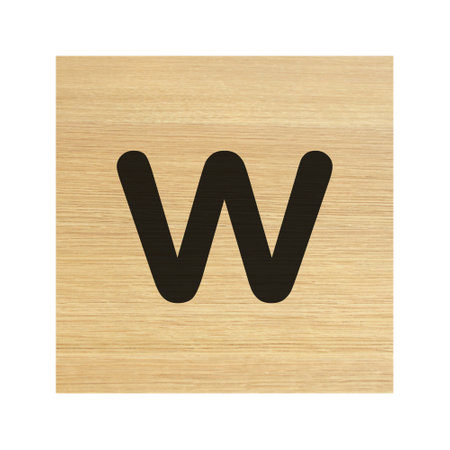 small w wood block on whiteの写真素材