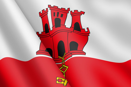 Gibraltar waving flag 3d illustrationの写真素材