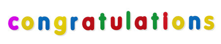 Congratulations word in coloured magnetic lettersの写真素材