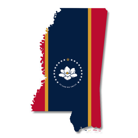 Mississippi State Flag Map with clipping pathの写真素材
