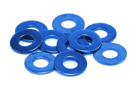 Heap of blue coloured washers