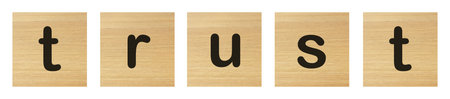 trust word with wood blocksの写真素材