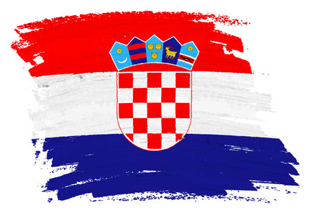 Croatia flag background paint splash brushstrokeの写真素材