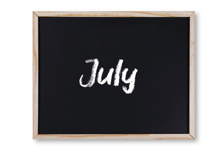 July word in chalk on chalkboardの写真素材