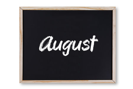 August word in chalk on chalkboardの写真素材
