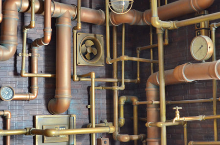 Metal pipes, industrial background