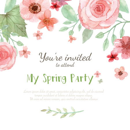 Flower wedding invitation card, save the date card, greeting cardのイラスト素材