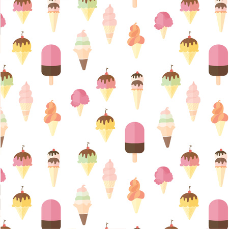 Ice cream and popsicle seamless pattern on white backgroundのイラスト素材