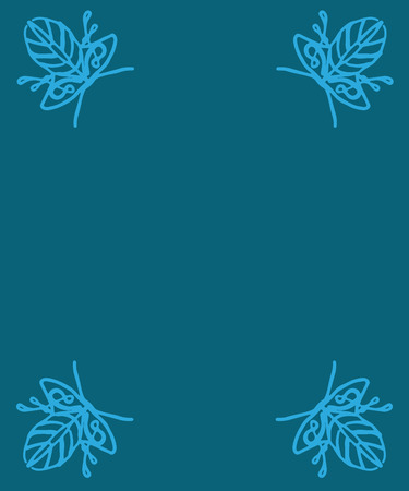 Vintage decorative frame angular frame of branches on a blue backgroundのイラスト素材