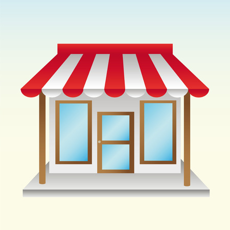 opened a new store useful things with half striped awningのイラスト素材