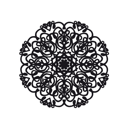 round black ornament with swirls and floral elementsのイラスト素材