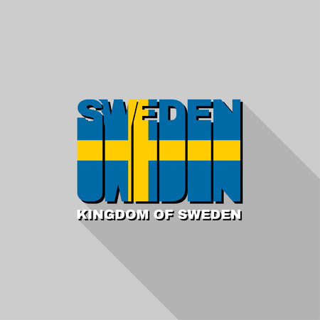 Kingdom of Sweden flag of the letters typography, t-shirt graphics, flat design.のイラスト素材