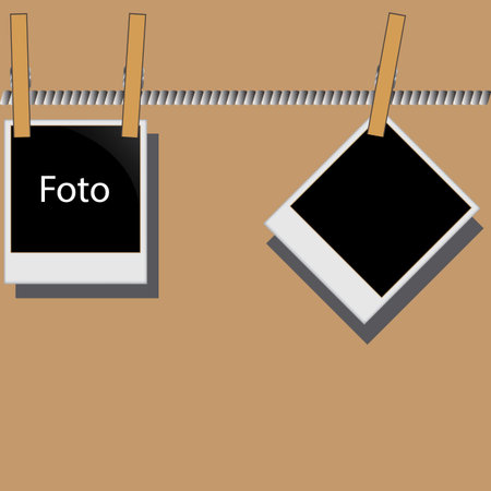 Photo frame with a photo of autumn on clothespinのイラスト素材