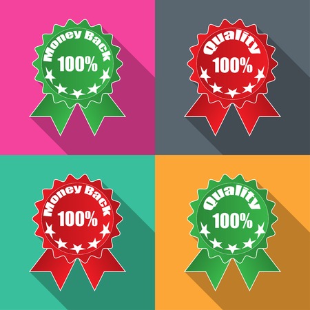Labels moLabels money back quality in flat on different backgrounds vectorney back quality in flat on different backgrounds vectorのイラスト素材
