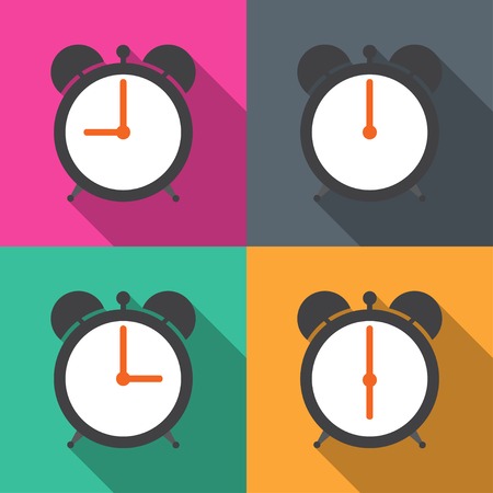 Set alarm clocks with different time from morning till dinner vectorのイラスト素材