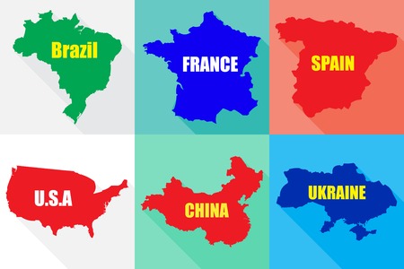 Six countries in flat on different backgrounds vector brazil,franceのイラスト素材