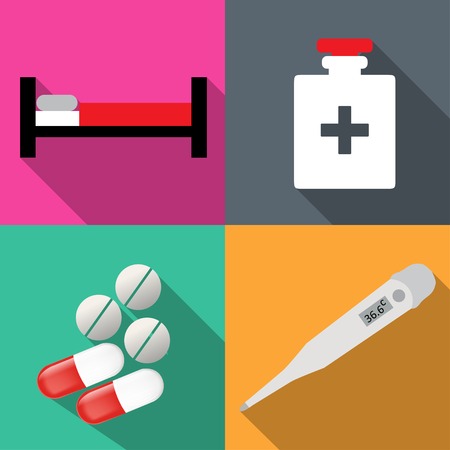 Icons on medicine in a flat vectorのイラスト素材