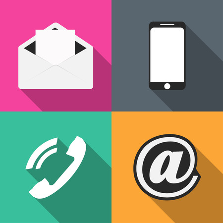 Set icons communication on colored backgrounds vector illustration