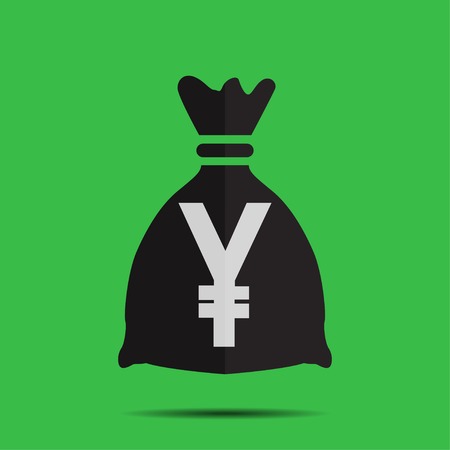 Bag with the yen on a green backgroundのイラスト素材