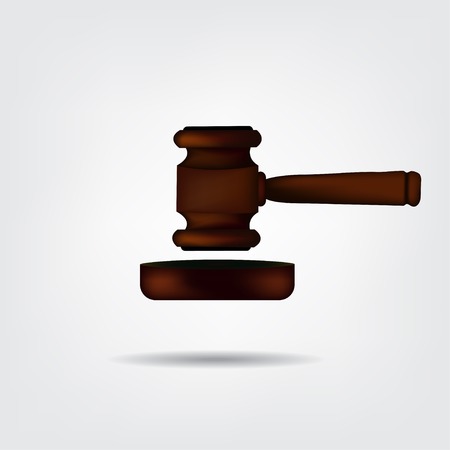 Gavel with shadow realistic on a gray backgroundのイラスト素材