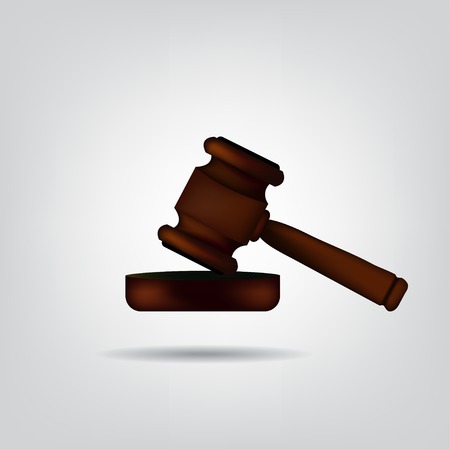 Gavel with shadow realistic on a gray background, the Courtのイラスト素材