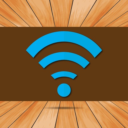Wi fi icon with shadow on the wooden floorのイラスト素材