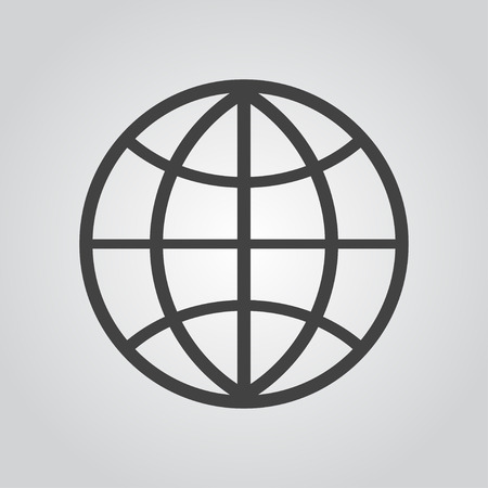 Globe icon flat, vector illustration on gray backgroundのイラスト素材