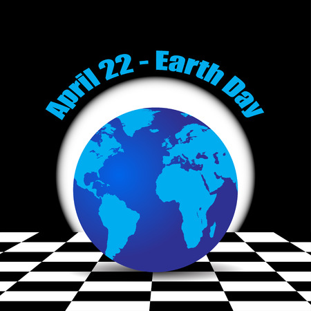 Earth on the chess background April 22 Earth Day vectorのイラスト素材