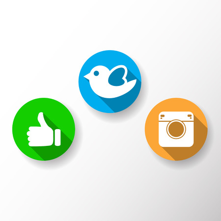 Thumb up icon, bird, camera vector illustrationのイラスト素材