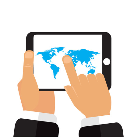 Map earth in the hands of the tablet vectorのイラスト素材