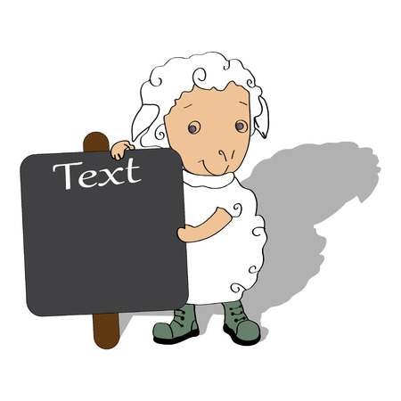 Sheep with board for text vector illustrationのイラスト素材