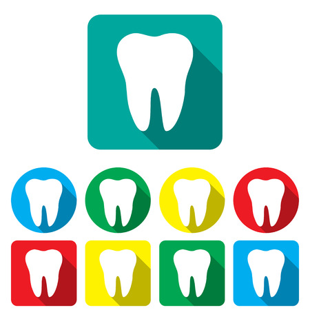 Teeth in a flat on the colored backgrounds のイラスト素材