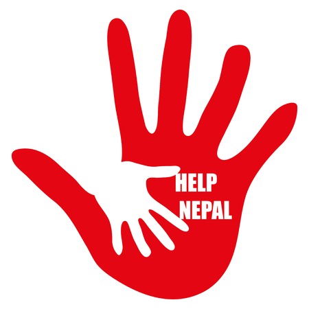 Hand with message Help Nepal on white backgroundのイラスト素材