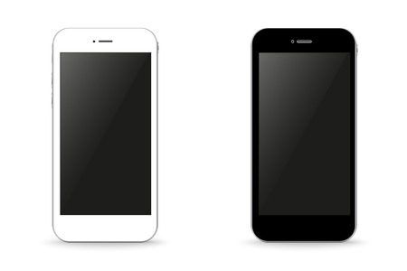 Two stylish phone black and white vector illustrationのイラスト素材