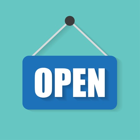 Open door sign vector illustration flat designのイラスト素材