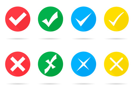 Set of different vector check marks and crossesのイラスト素材